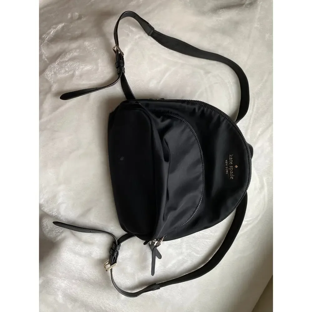 Kate Spade Nylon Mini Backpack Leather Straps 3 Sections Travel Career GUC